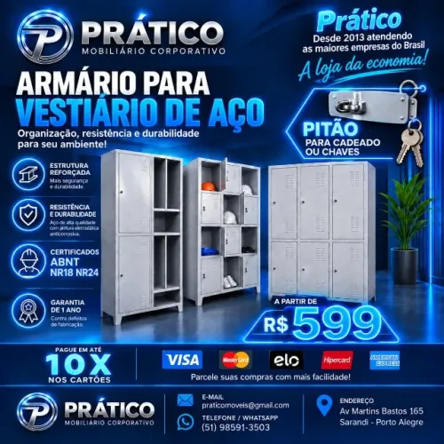 Roupeiro de aço vestiário Armários