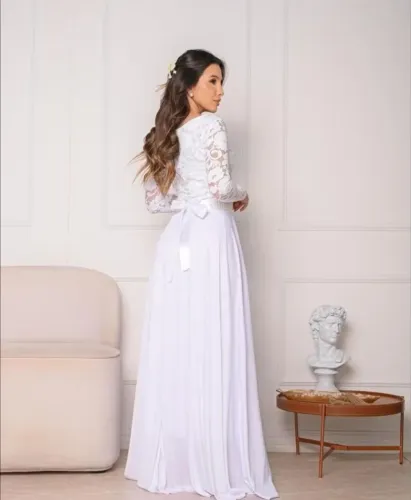 Vestido de casamento - Branco com renda