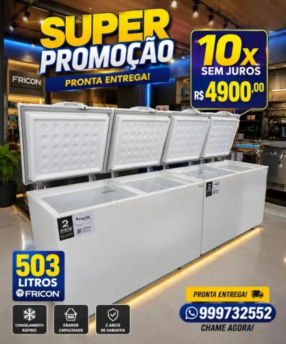 Freezer fricon porta dupla 503 litros novas pronta entrega 