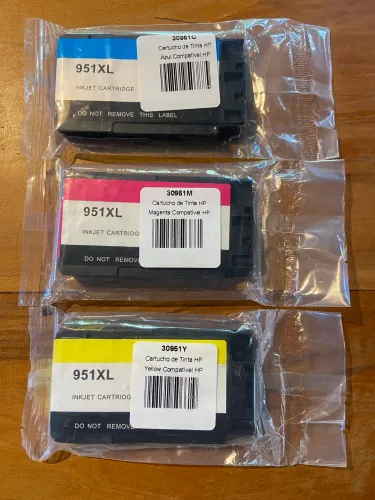 Kit 3 Cartuchos HP 951XL Compatíveis (Azul, Magenta e Amarelo) - Novos