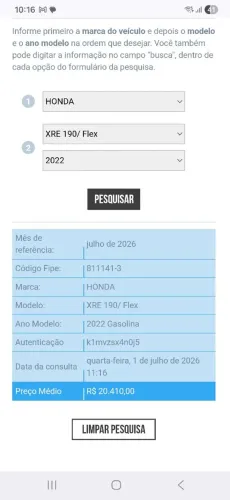 Vende XRE 190
