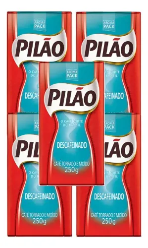 Kit Com 5 Unidades - Café Pilão a Vácuo Descafeinado 250g - Kit Com 5 Unidades<br>