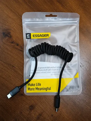 Cabo Essager Tipo-C 100W (Mola/Retrátil) para Carro - Novo