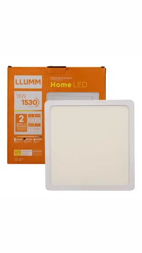 Luminária plafon sobrepor 18w led 22x22 branco 4000k