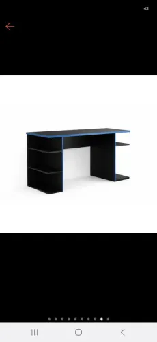 ? Escrivaninha Gamer Preta com Azul - MDF