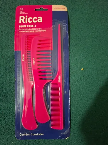 Kit Pentes de Cabelo Ricca Pack 3 Unidades Rosa