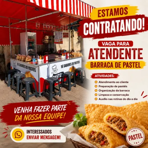 Vaga para Atendente - Barraca de Pastel