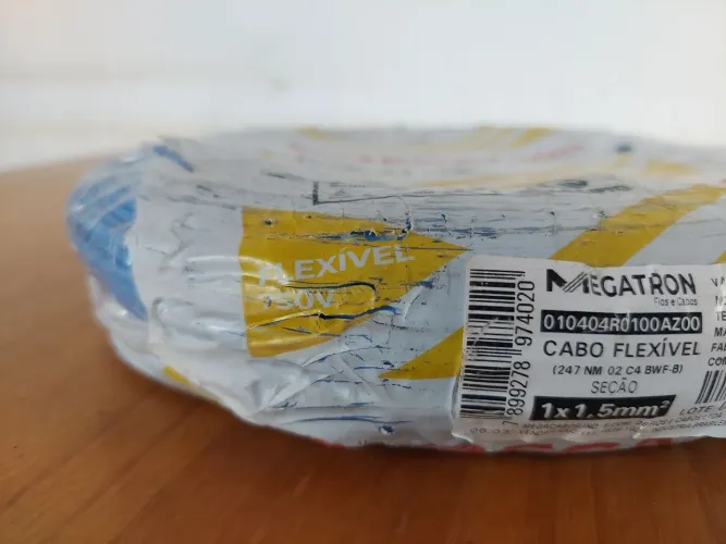 CABO FLEX 1.5 MM AZUL MEGATRON 100 METROS