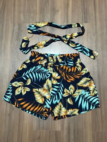 Shorts estampado com cinto feminino M