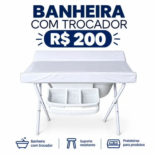Banheira para bebês e trocador embutido