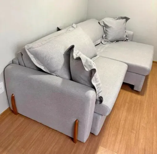 Sofá Cama Retrátil 2,36m - Tecido Linho (NOVO) Entrega Grátis!