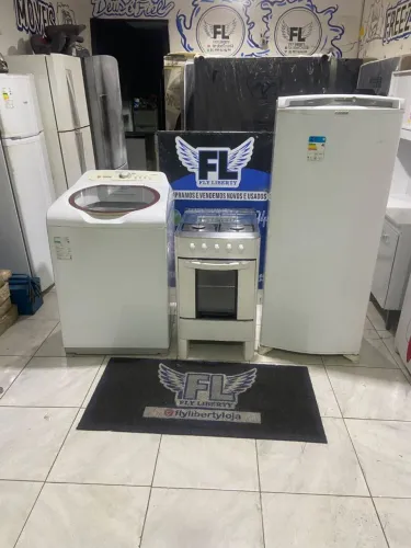 GELADEIRA CÔNSUL FACILITY FROST FREE + FOGÃO 4 BOCAS MANUAL + MÁQUINA DE LAVAR 11 KG