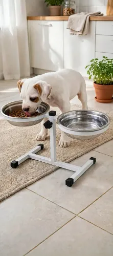 Comedouro elevado duplo regulável pet