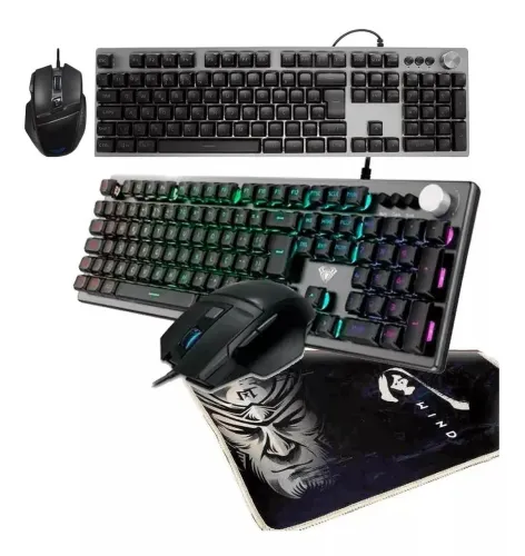 Kit Gamer AULA T202 Completo - Teclado + Mouse + Mousepad