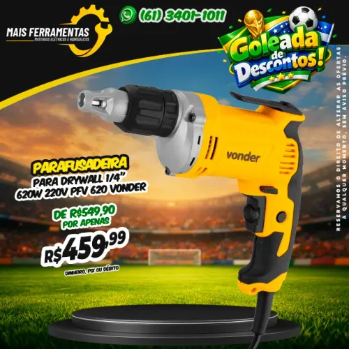 Parafusadeira para drywall 1/4" 620W 220V PFV 620 VONDER