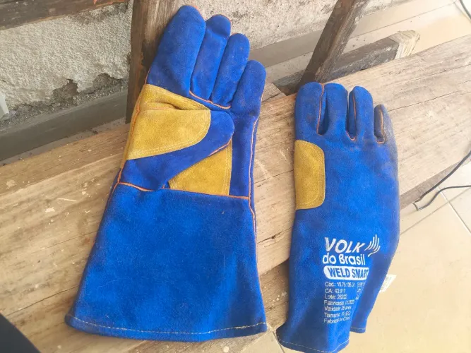 Luva soldador 20,00 volk weld térmica raspa azul