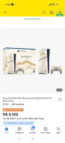 Vendo ps5 ghost of yotei estado de novo acompanhar game caixa e controle