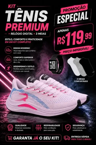 Tênis esportivos feminino e masculino.