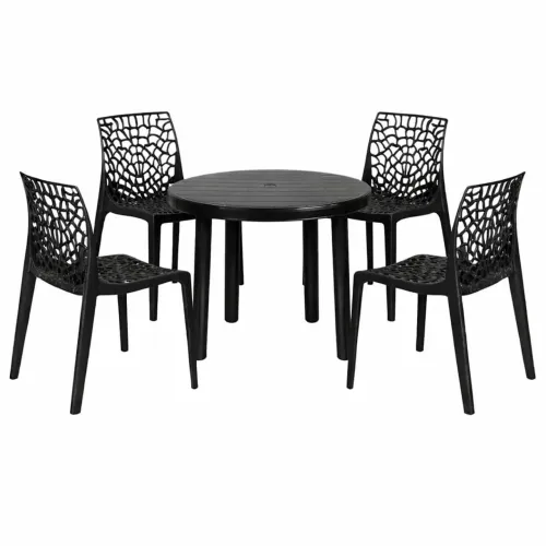 Mesa de Jantar 4 Cadeiras - Preta