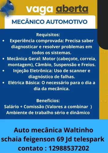 Vaga mecânico automotivo 