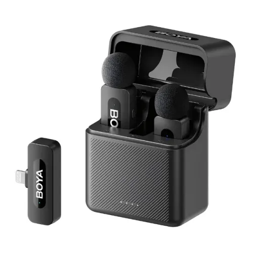 Microfone Sem Fio Boya BY-V3 Combo para iPhone e iPad Lightning Preto