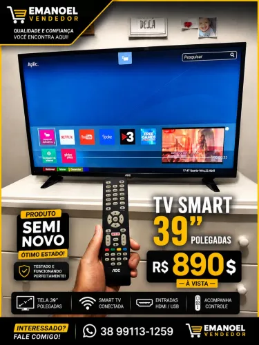 Smart tv 39 polegadas semi nova