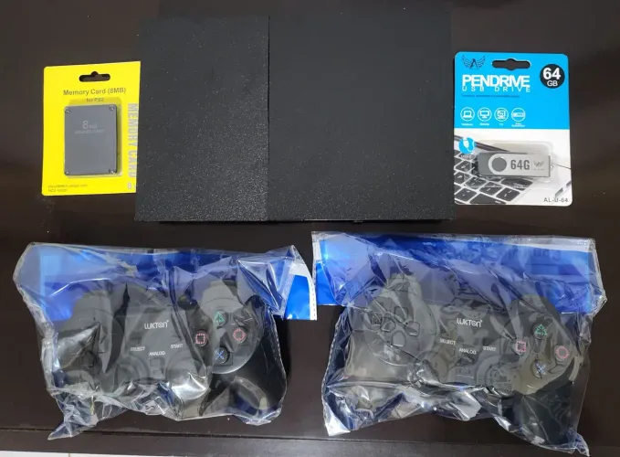 PS2 Play Station 2 com 2 Controles e Jogos