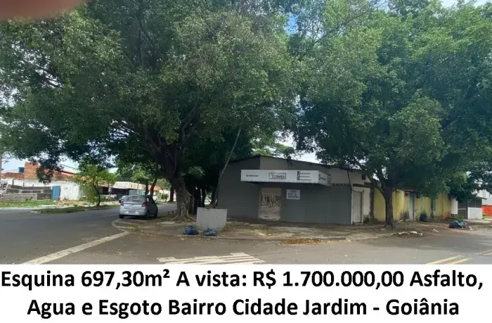 Leia a descrição: Esquina 697,30m² (Asfalto, Agua e Esgoto) Bairro Cidade Jardim