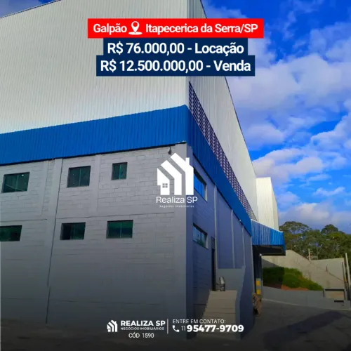 Galpão para locação e venda 2.180m² Itapecerica da Serra SP