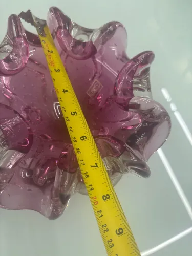 Centro de Mesa Murano Trouxinha Rosa 18cm - Cristais São Marcos Original com Selo