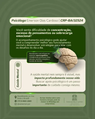 Psicólogo Emerson Dias Cardoso - Atendimento psicológico online RIO DE JANEIRO