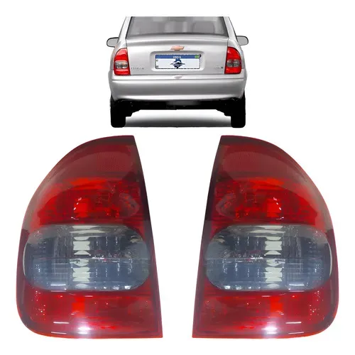 Par Lanterna Traseira Corsa Classic 2003 A 2010 Fume Ambos Lados Bicolor