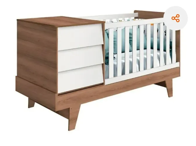 Berço Cama com cômoda acoplada