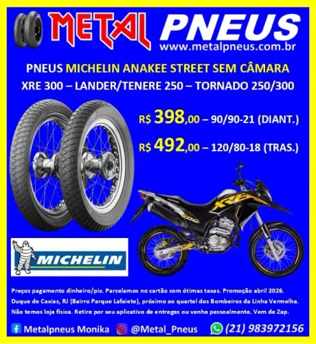 Pneus Michelin XRE300 Lander Tenere 250 Tornado 250/300 Sahara 300 - Sem Câmara