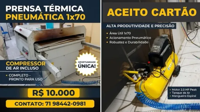 prensa pneumatica 1x70 com compressor