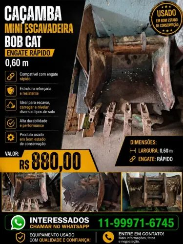 CAÇAMBA PARA MINI-ESCAVADEIRA -BOB CAT 0,60 