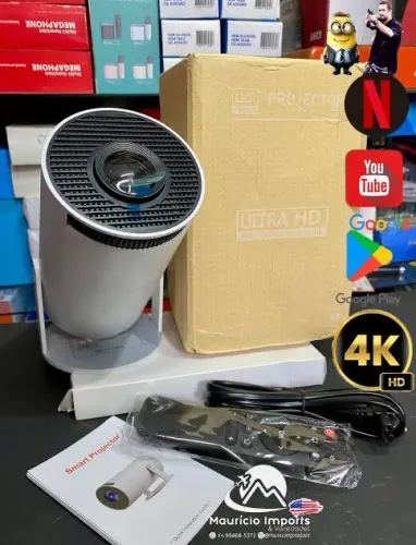 Projetor Hy300 4K HD Android 11 Wi-Fi Bluetooth Portátil 150''