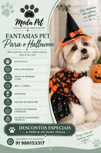 Roupa pet de halloween todos os tamanhos