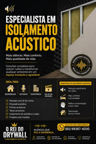 Isolamento acústico, Drywall, gesso, pedreiro