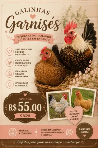 Galinhas Garnisés de Alta Qualidade - R$ 55,00 Cada