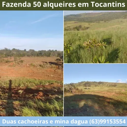Fazenda em Tocantins com mina d'água, cachoeiras, Terra, Lavoura, Platanção, Soja, Cana,