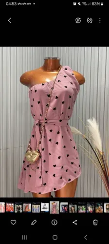 Vestido Rosa Chá com corações