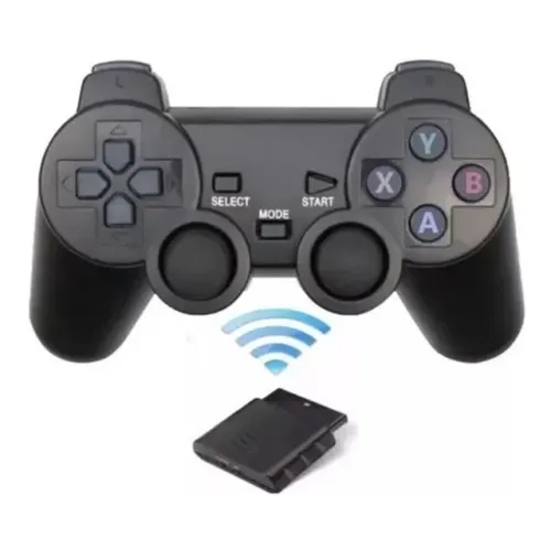 Controle joystick sem fio wireless 2.4 GHz para ps1 e PS2 + adaptador