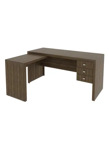 Mesa de escritório em L com 3 gavetas Seminova