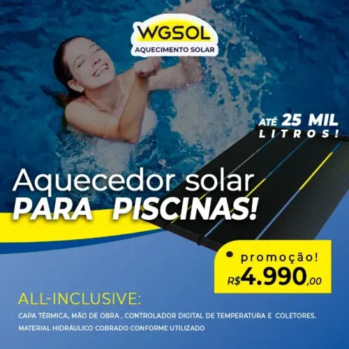 Aquecedor Solar Para Piscina Até 25 mil litros R$4.990,00