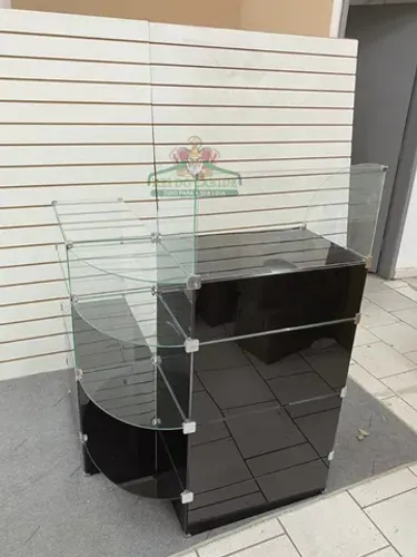 Balcão Caixa em Vidro Modulado em L - 0,90 x 0x,90