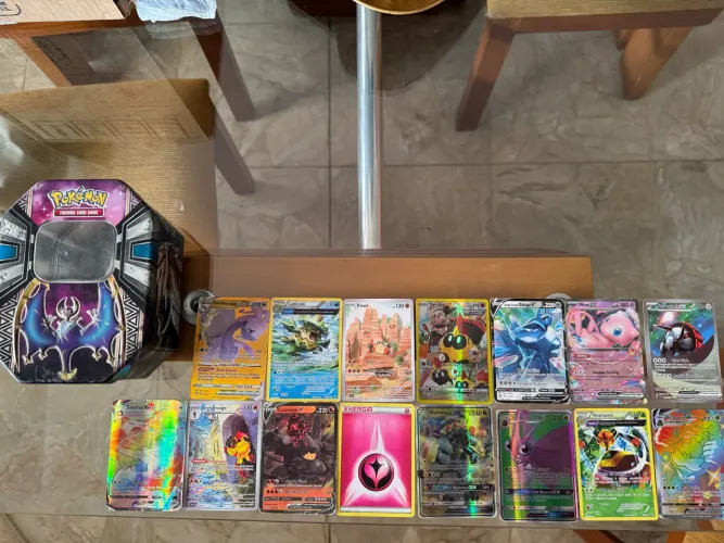 15 cartas Pokémon Espeicias + Caixa Box