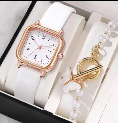 Relógio Feminino + Pulseira Pérolas - Elegância e Charme!