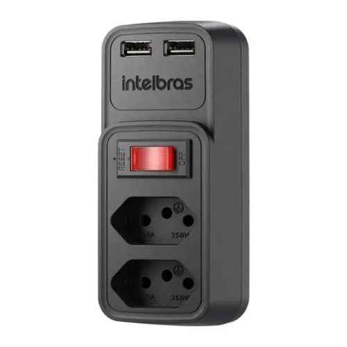 Adaptador Com Carregador USB Intelbras EAC-202-PT 2 Tomadas e 2 USB - WZetta