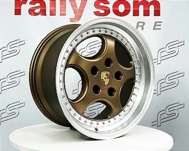 Jogo de Roda Porsche Gemballa Dourada Borda Prata 5x130 - 18x8 e 18x9,5 Offset 50